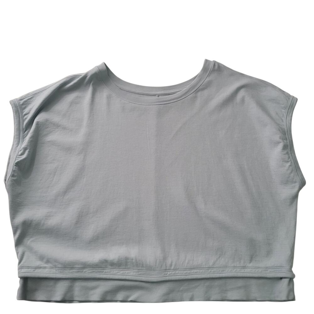 Athleta Sundown Shirred Tee 1X Blue Sleeveless Cropped Shirt
